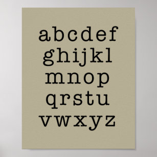 Minimalistisk skrivmaskintypstypning för Alfabet   Poster