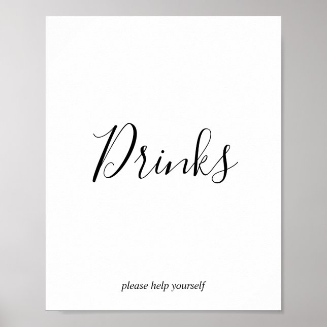 Minimalistisk skylt för drinkstation på fest (Framsidan)
