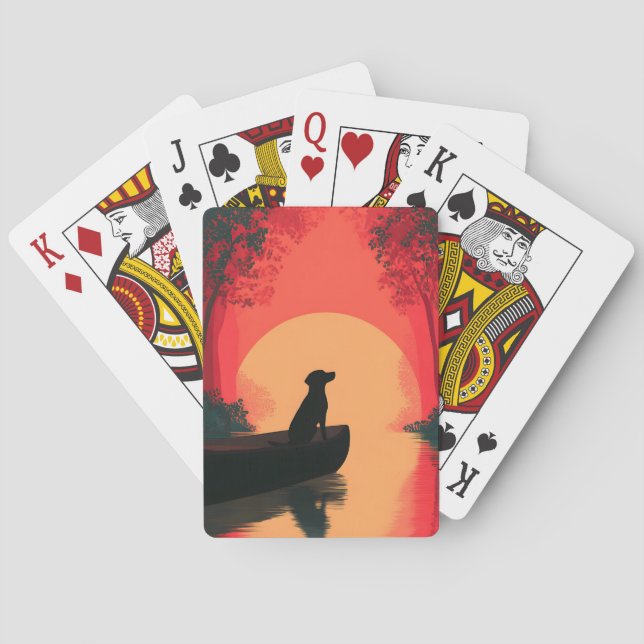 Minimalistisk slimmad Black Labrador Hund Casinokort (Baksidan)