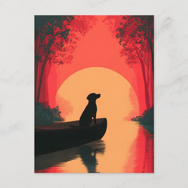 Minimalistisk slimmad Black Labrador Hund Helg Vykort (Framsida)
