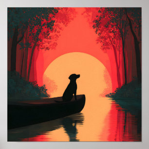 Minimalistisk slimmad Black Labrador Hund Poster