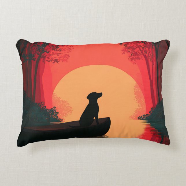 Minimalistisk slimmad Black Labrador Hund Prydnadskudde (Framsidan)