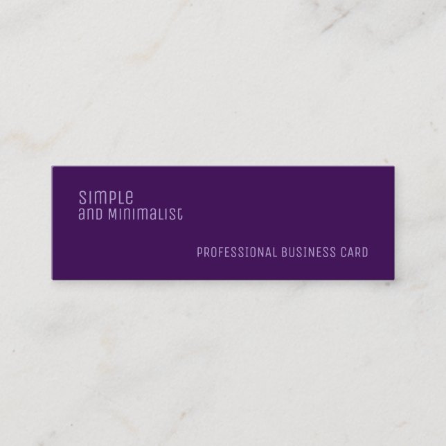 Minimalistisk smal lila mini visitkort (Framsida)