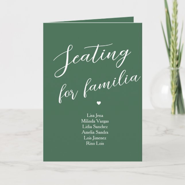 Minimalistisk Smaragdgrön Bröllopssits Familj Inbjudan (Framsida)
