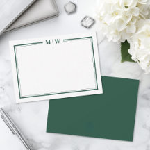 Minimalistisk smaragdgrön tvåkantig monogram