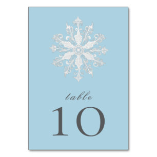 Minimalistisk snöflake Bröllop   Ice Blue Bordsnummer
