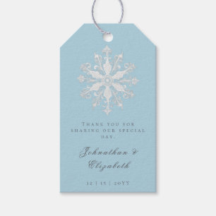 Minimalistisk snöflake Bröllop Ice Blue Favor Presentetikett