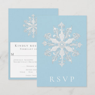 Minimalistisk snöflake Bröllop Ice Blue OSA Kort