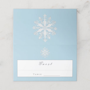 Minimalistisk snöflake Bröllop Ice Blue Placeringskort