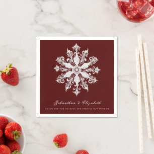 Minimalistisk snöflake Bröllop Röd Pappersservett