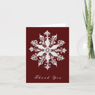 Minimalistisk snöflake Bröllop Röd Tack Kort