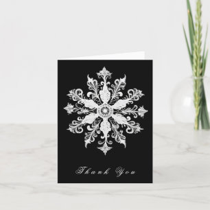 Minimalistisk snöflake Bröllop Svart Tack Kort