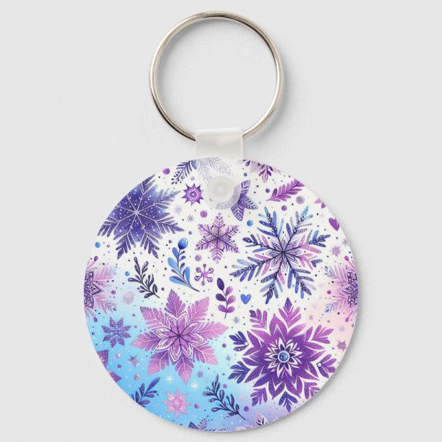 Minimalistisk Snöflinga magnet Nyckelring (Framsida)
