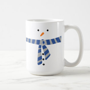 Minimalistisk Snögubbe Blue Grått Scarf Winter Kaffemugg