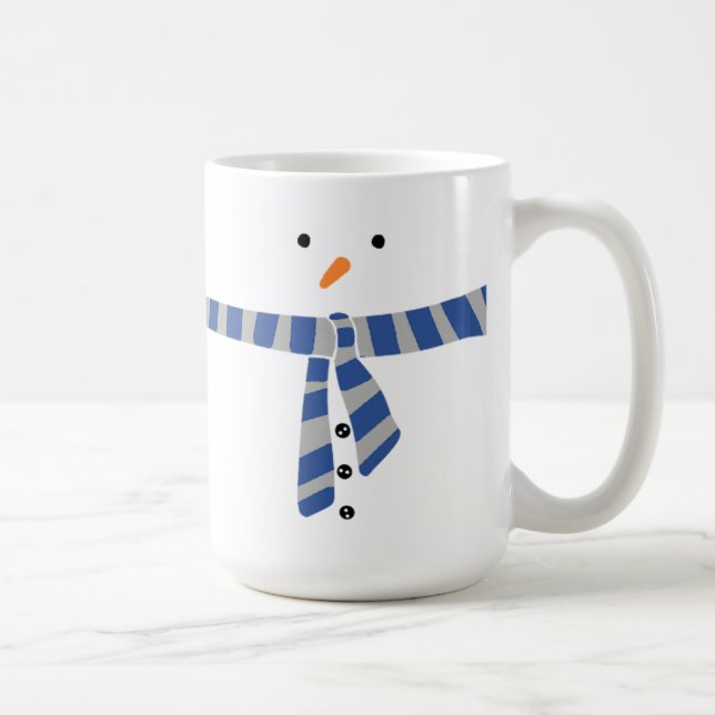 Minimalistisk Snögubbe Blue Grått Scarf Winter Kaffemugg (Höger)