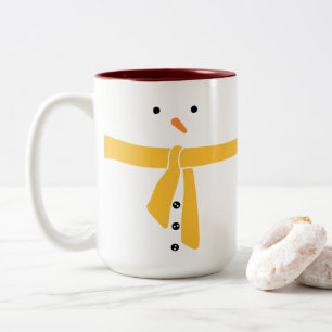 Minimalistisk Snögubbe Gult Scarf Winter Två-Tonad Mugg