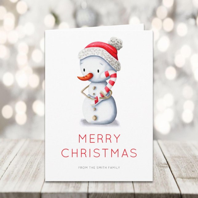 Minimalistisk Snömannen Julkaramell God Jul Helgkort (Skapare uppladdad)