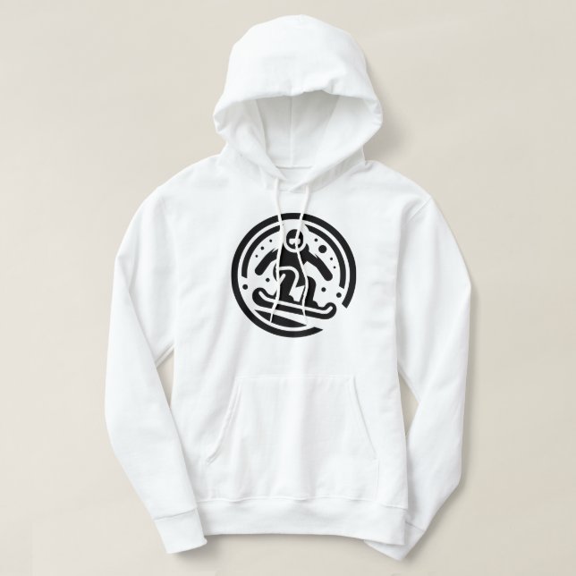 Minimalistisk Snowboarder Freestyle Jump Black Whi Hoodie (Design framsida)