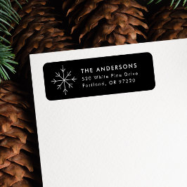 Minimalistisk Snowflake Black Helgdag-Returadress Returadress Etikett