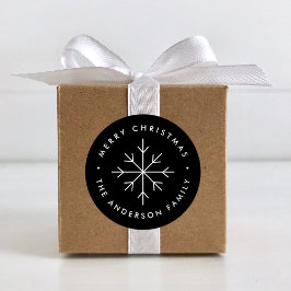 Minimalistisk Snowflake Black-Helgdag Runt Klistermärke