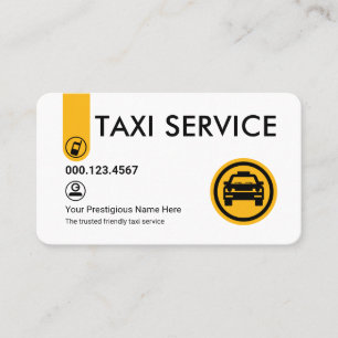 Minimalistisk Snygg Gul Taxi-flik Visitkort