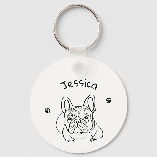Minimalistisk snyggt Bulldog Nyckelring (Framsida)