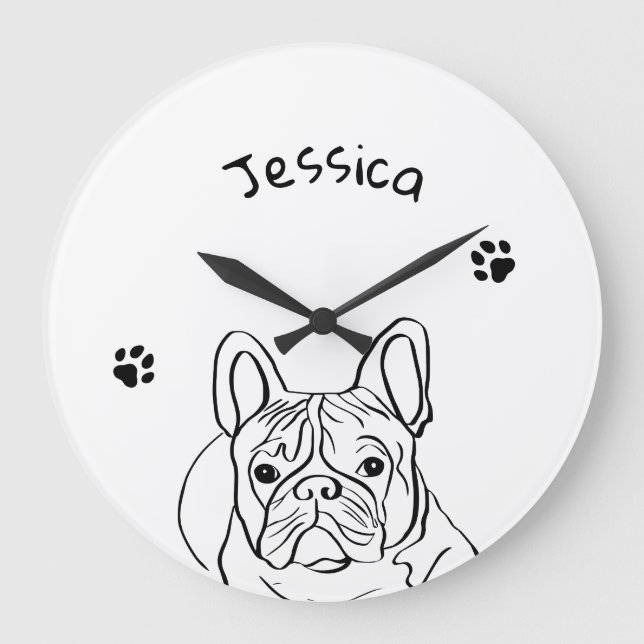 Minimalistisk snyggt Bulldog Stor Klocka (Framsida)