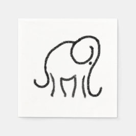 Minimalistisk Snyggt Elephant Black and White Pappersservett