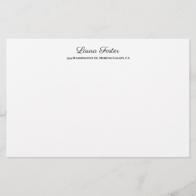 Minimalistisk Snyggt för svartvit handskrift Elega Brevpapper (Framsida)