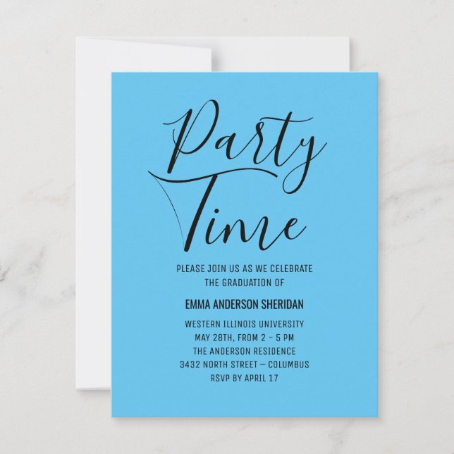 Minimalistisk Snyggt, svart och vit grad Party OSA Kort (Framsida)