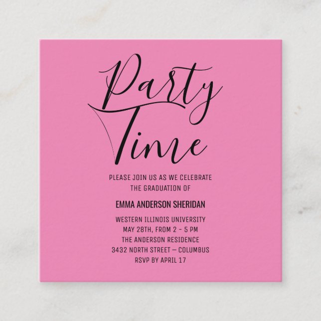 Minimalistisk Snyggt, svart och vit grad Party Tilläggskort (Framsida)