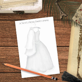 Minimalistisk Snyggt Trendig Bride Bröllop Dress Post-it Block