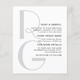 Minimalistisk snyggt. Typografi, monogram Bröllop Flygblad