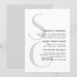 Minimalistisk snyggt. Typografi, monogram Bröllop Inbjudningar