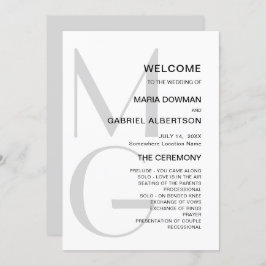 Minimalistisk snyggt. Typografi, monogram Bröllop Program