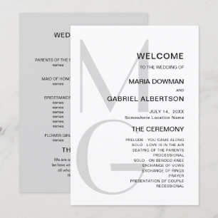Minimalistisk snyggt. Typografi, monogram Bröllop Program