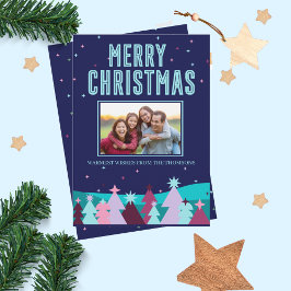 Minimalistisk Snyggt Vinter-jul i Gräs Träd Julkort