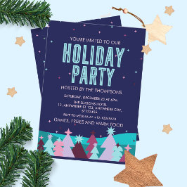 Minimalistisk Snyggt Winter Gräs Träd Julfest Inbjudningar