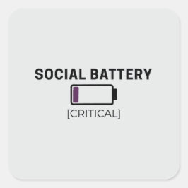Minimalistisk socialt batteri låg dekal fyrkantigt klistermärke