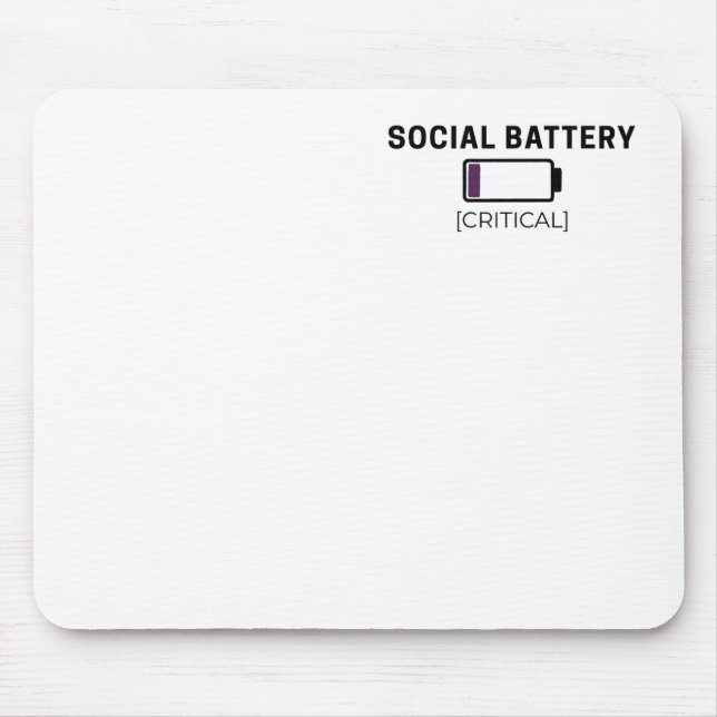 Minimalistisk Socialt Batteri Låg Typografi Musmatta (Framsidan)
