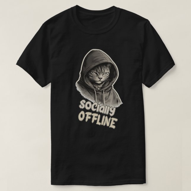 Minimalistisk socialt offline kattmodedesign t shirt (Design framsida)