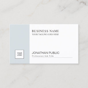 Minimalistisk sofistikerad design, blå vit slinga visitkort