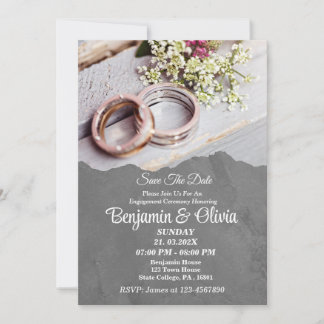 Minimalistisk sofistikerad Grått-Förlovning Inbjudningar