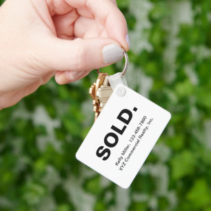 Minimalistisk SOLD Fastighetsmäklare Budgetmarkn Nyckelring