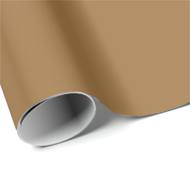 Minimalistisk solid Unicolor Golden Brown #9a6d38 Presentpapper (Rullad Hörn)