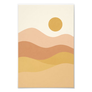 Minimalistisk Solnedgång Abstrakt Landskapsaffisch Fototryck