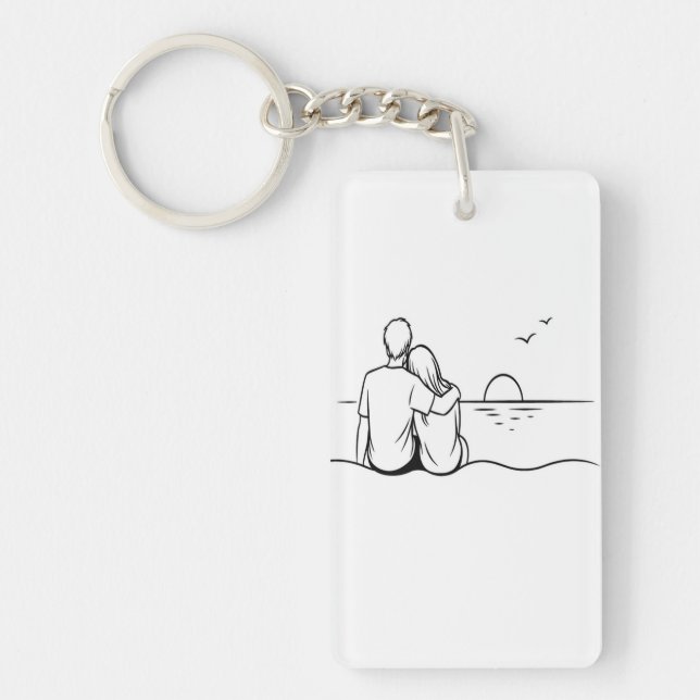 Minimalistisk solnedgångsmoment Linjekonst (Framsidan)