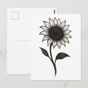 Minimalistisk solros – Elegant botanisk design på Vykort