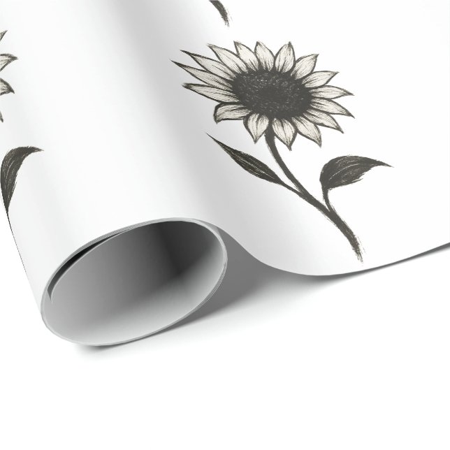 Minimalistisk solros - Elegantens botaniska utform Presentpapper (Rullad Hörn)