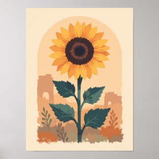 Minimalistisk solros i Boho Poster